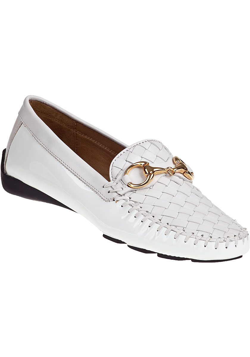 white patent loafers