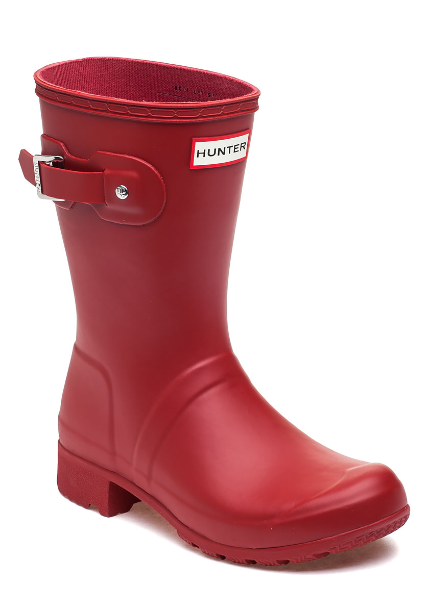 red rubber rain boots