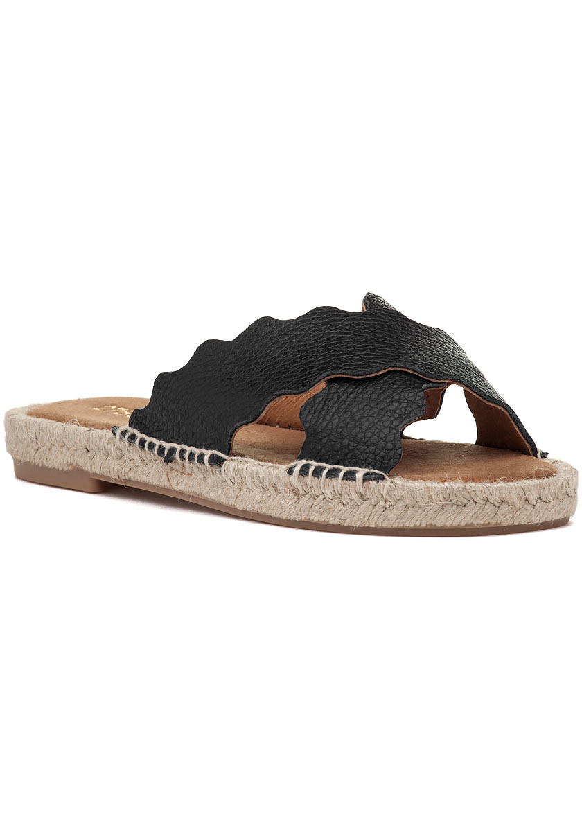 black leather espadrille sandals