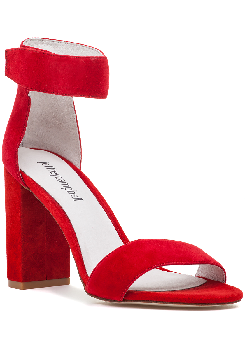 red suede sandal heels