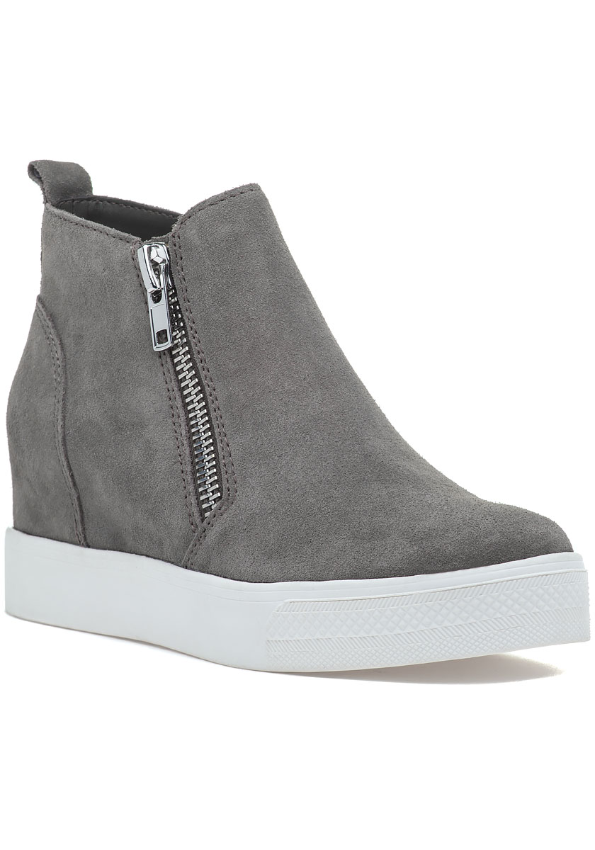 grey suede wedge sneakers