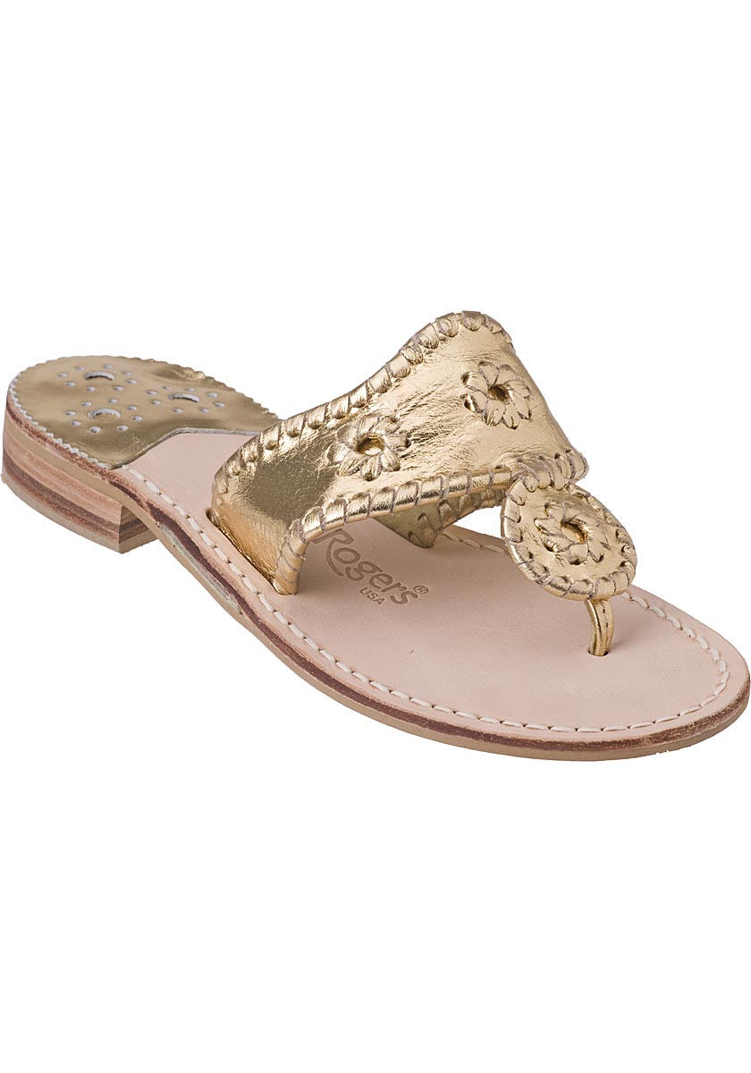 Jack Rogers Hamptons Thong Sandal Gold Leather