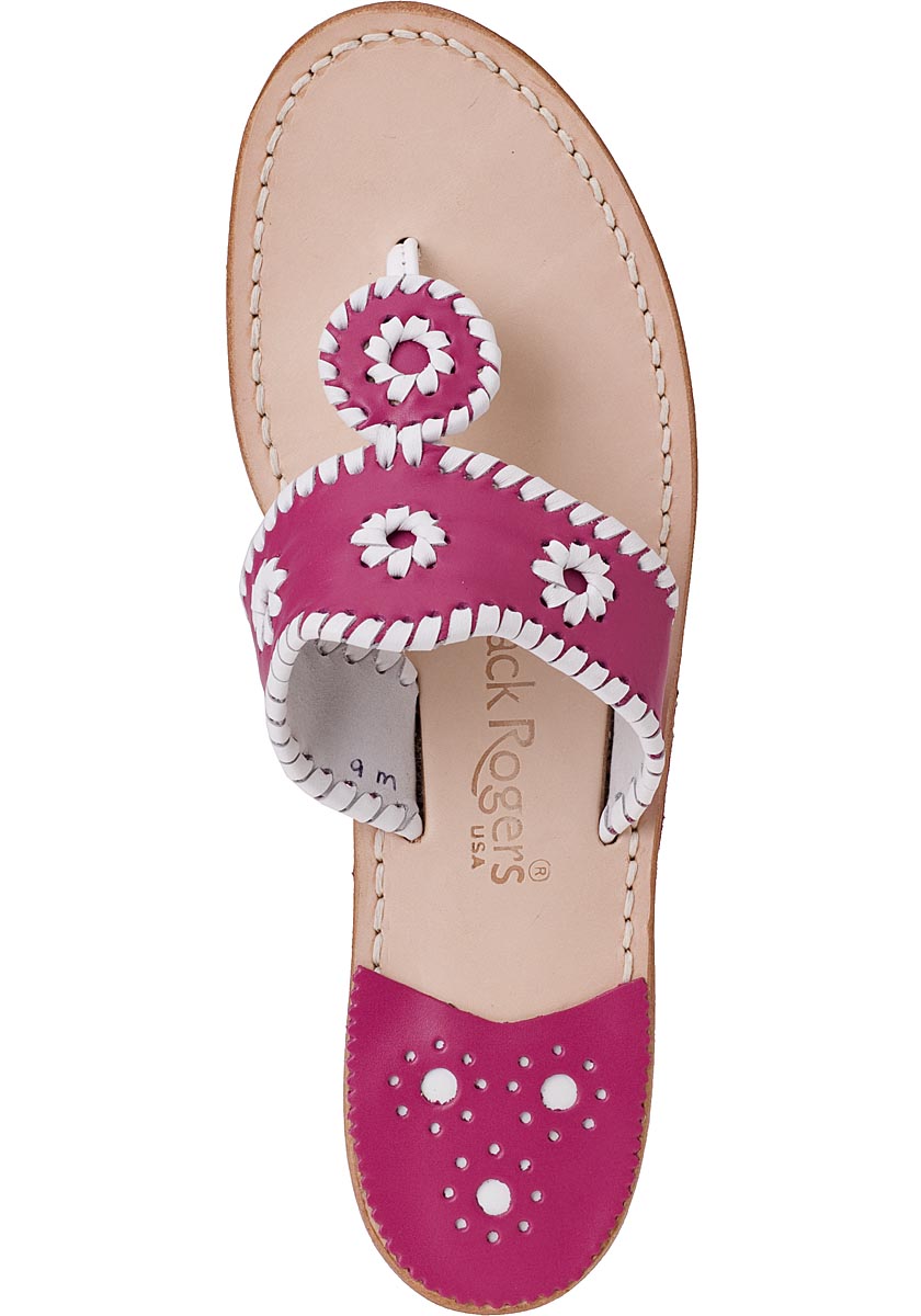 Jack Rogers Navajo Thong Sandal White/Fushia Leather