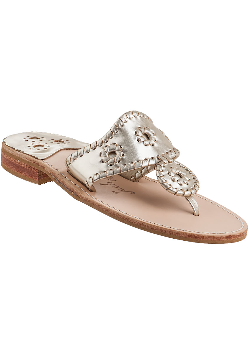 Jack Rogers Hamptons Thong Sandal Platinum Leather