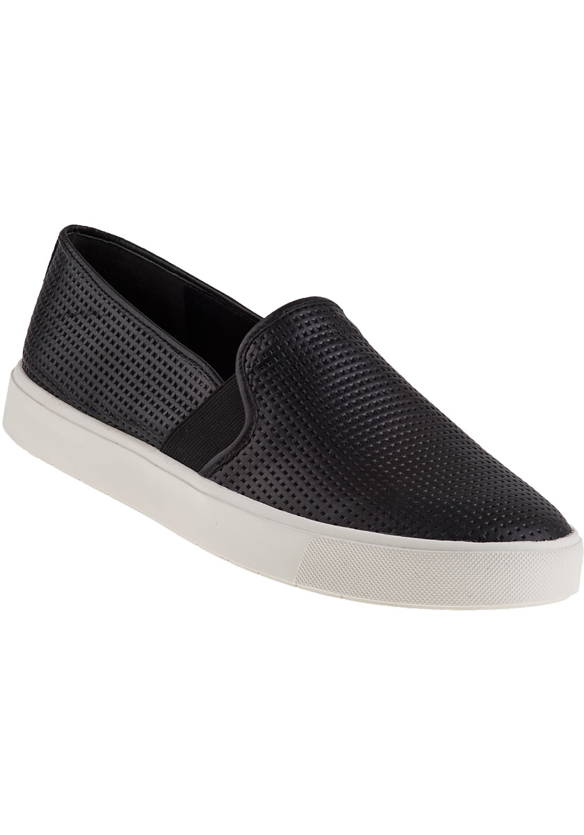 vince black leather slip on sneakers