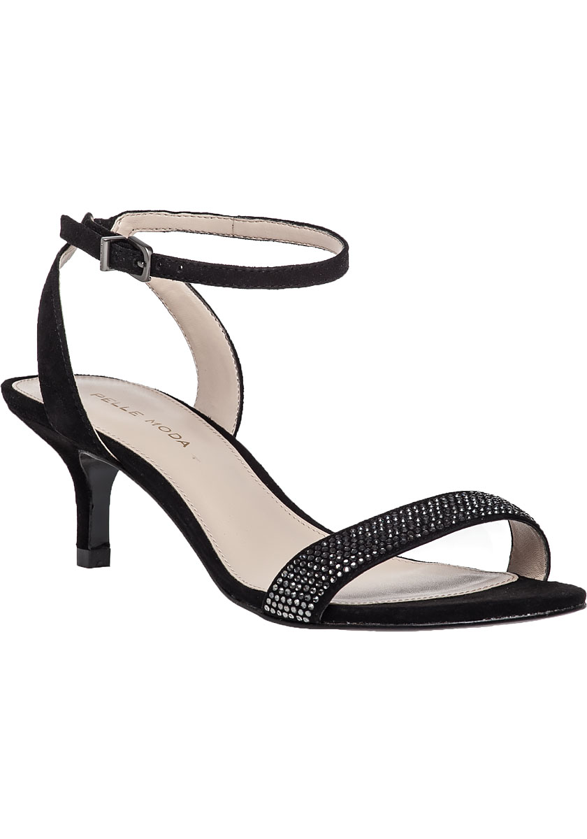 Black Square-Buckle Block Heel Sandals - CHARLES & KEITH IN