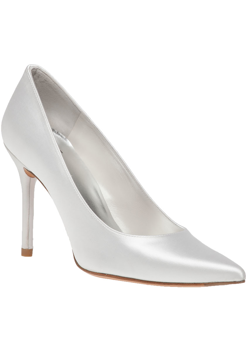 white satin pumps