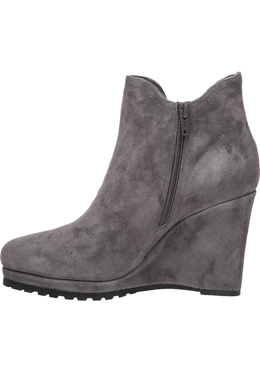 Jara Grey Suede Wedge Bootie - Jildor Shoes