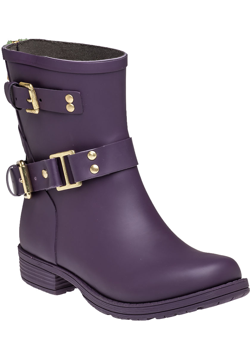 Biker Zip Low Rain Boot Purple - Jildor 