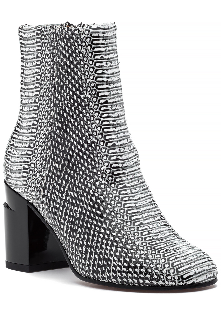 black and white snake print boots