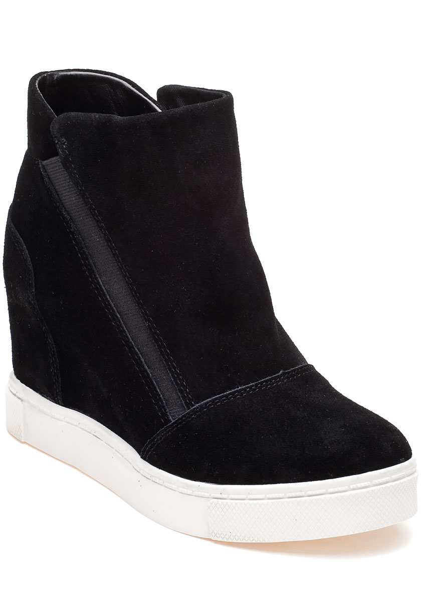 black suede sneaker wedges