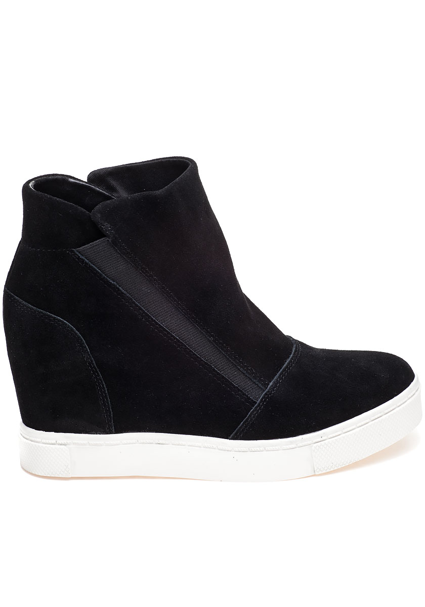 black suede sneaker wedges