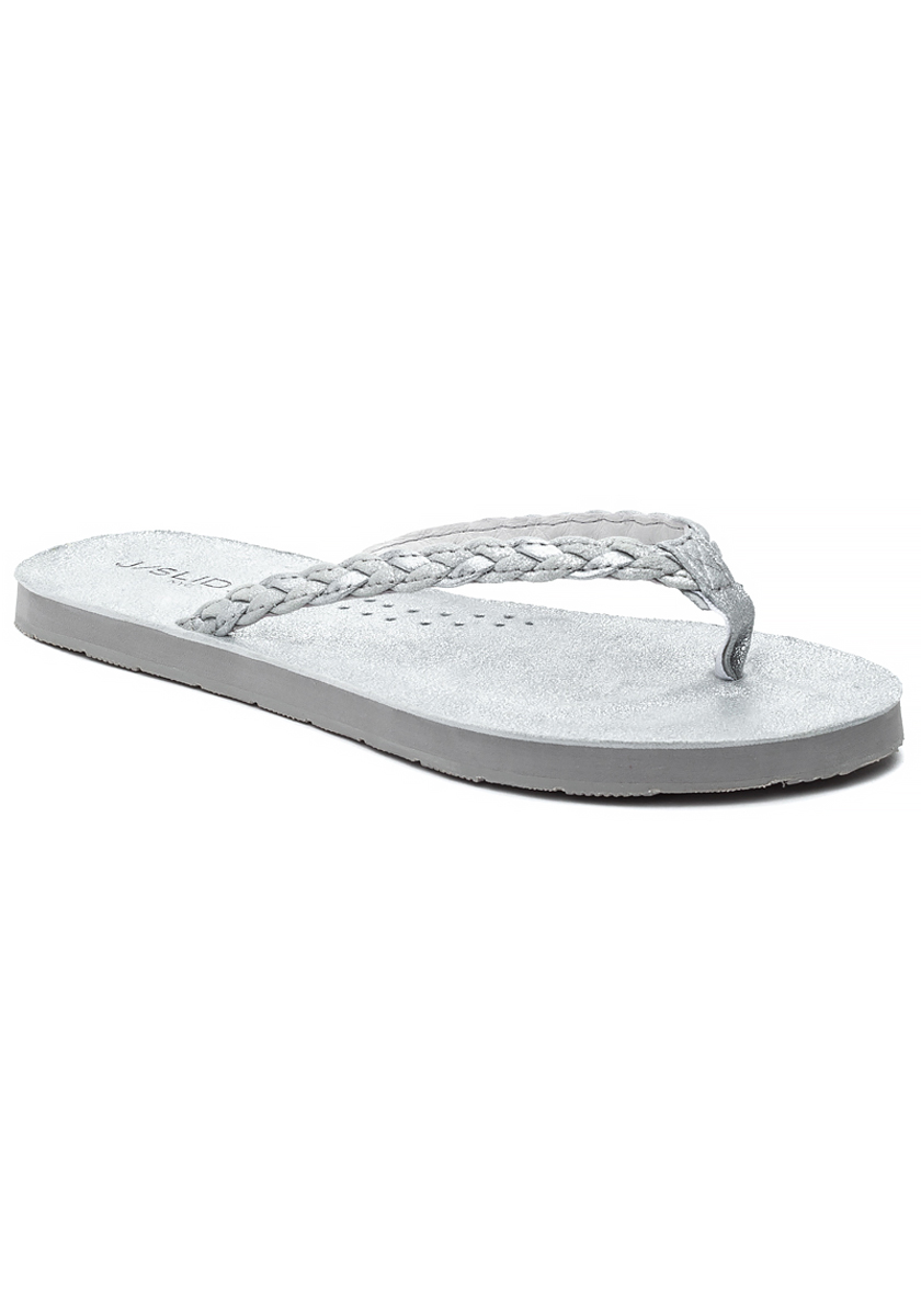 silver leather flip flops