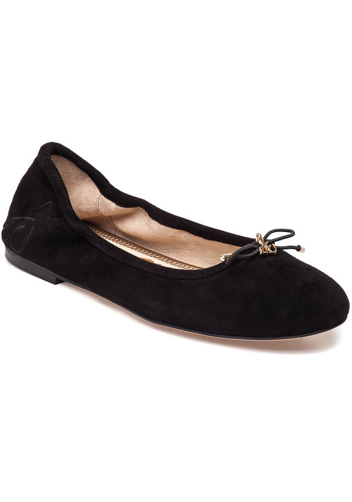 フラットシューズ Black Suede Flats Black Suede Flats with Pearl Embellishment | ADE FLAT | High