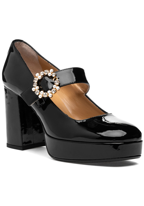 275 Central Marty Mary Jane Pump Black Patent Leather
