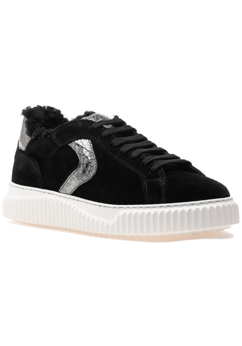 Voile Blanche Lipari Fur Sneaker Black Suede