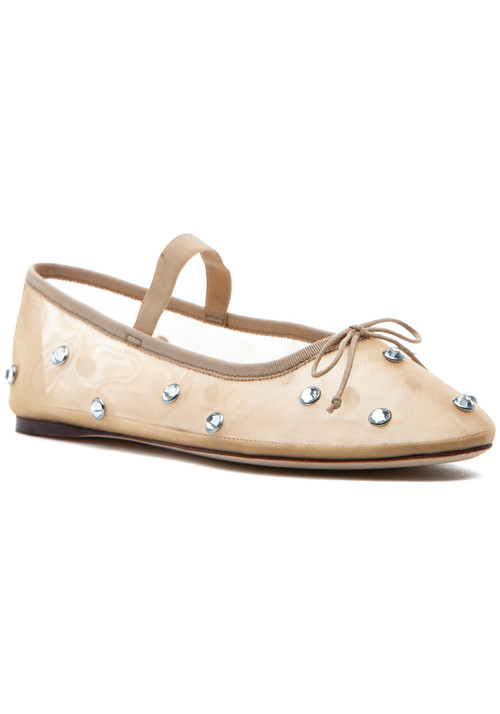 Loeffler Randall Leonie Mary Jane Ballet Flat Caramel/Crystal
