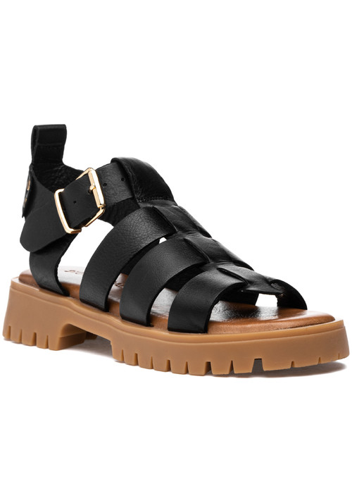 【JILL BY JILLSTUART】Teve Black platform Fisherman sandals 275 Central Isaiah Sandal Black Leather