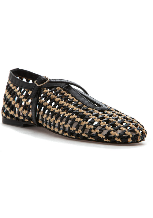 275 Central Izabel Mary Jane Flat Black Leather