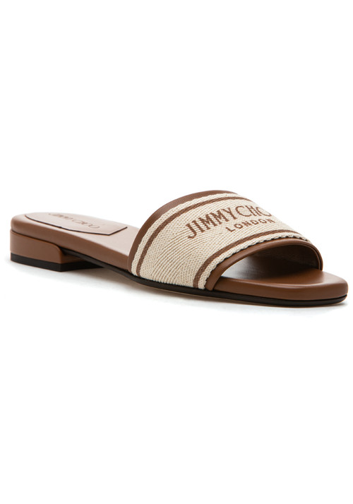 サンダル・ミュール JIMMY CHOO Women Sandals JOA FLATFQTTAN LATTE BROWN Jimmy Choo Joa Flat Sandal Tan/Latte
