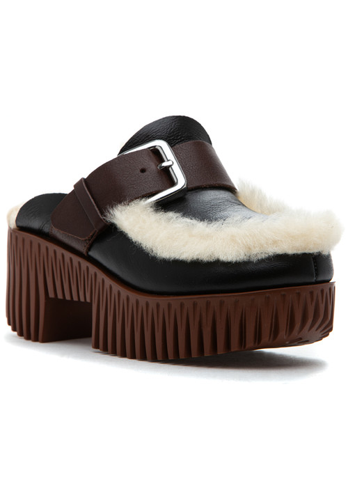 4CCCCEES Plia Amber Mule Oreo Black Leather