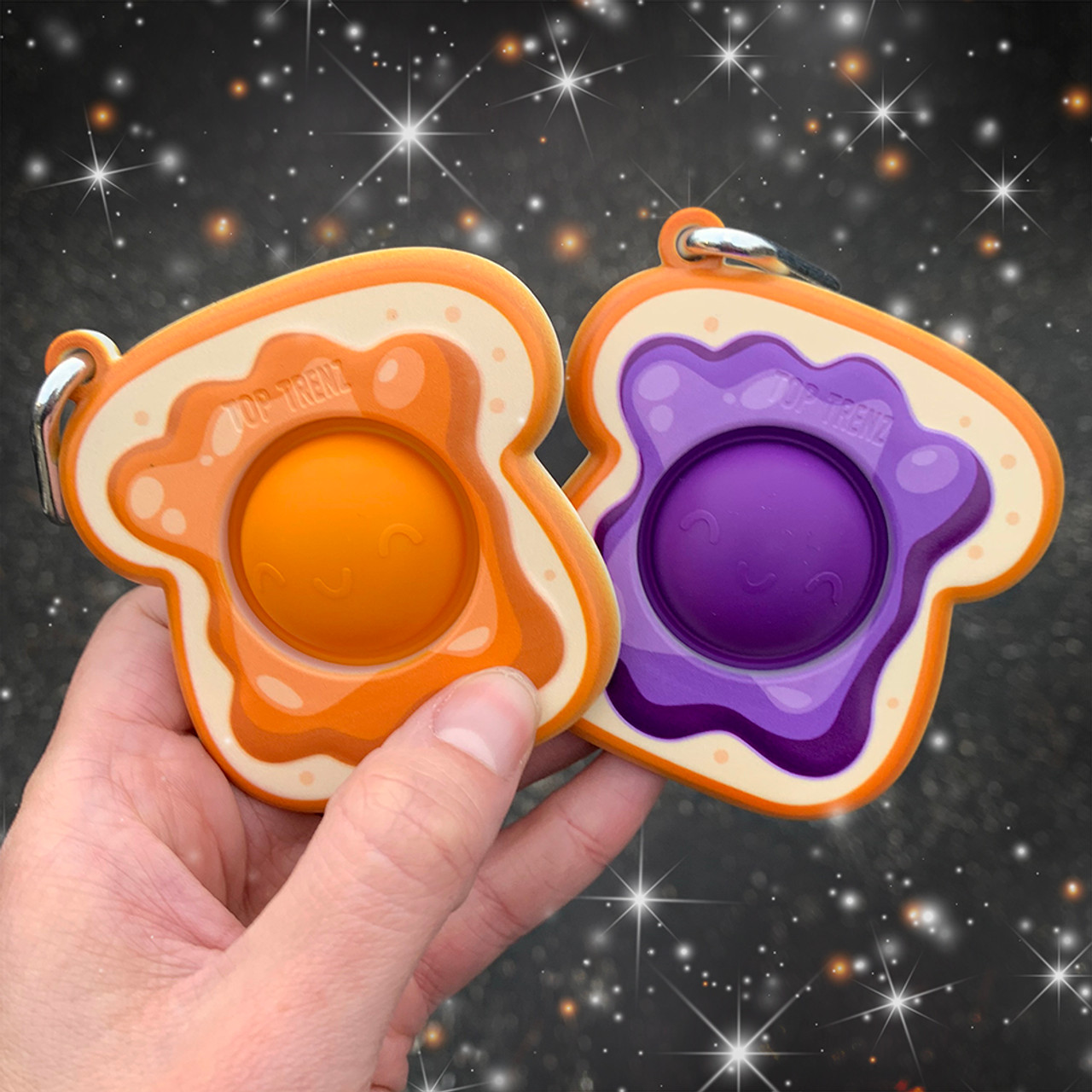 OMG Mega Pop Best Friend Keychains  - Peanut butter and jelly are the fidget toy of the year