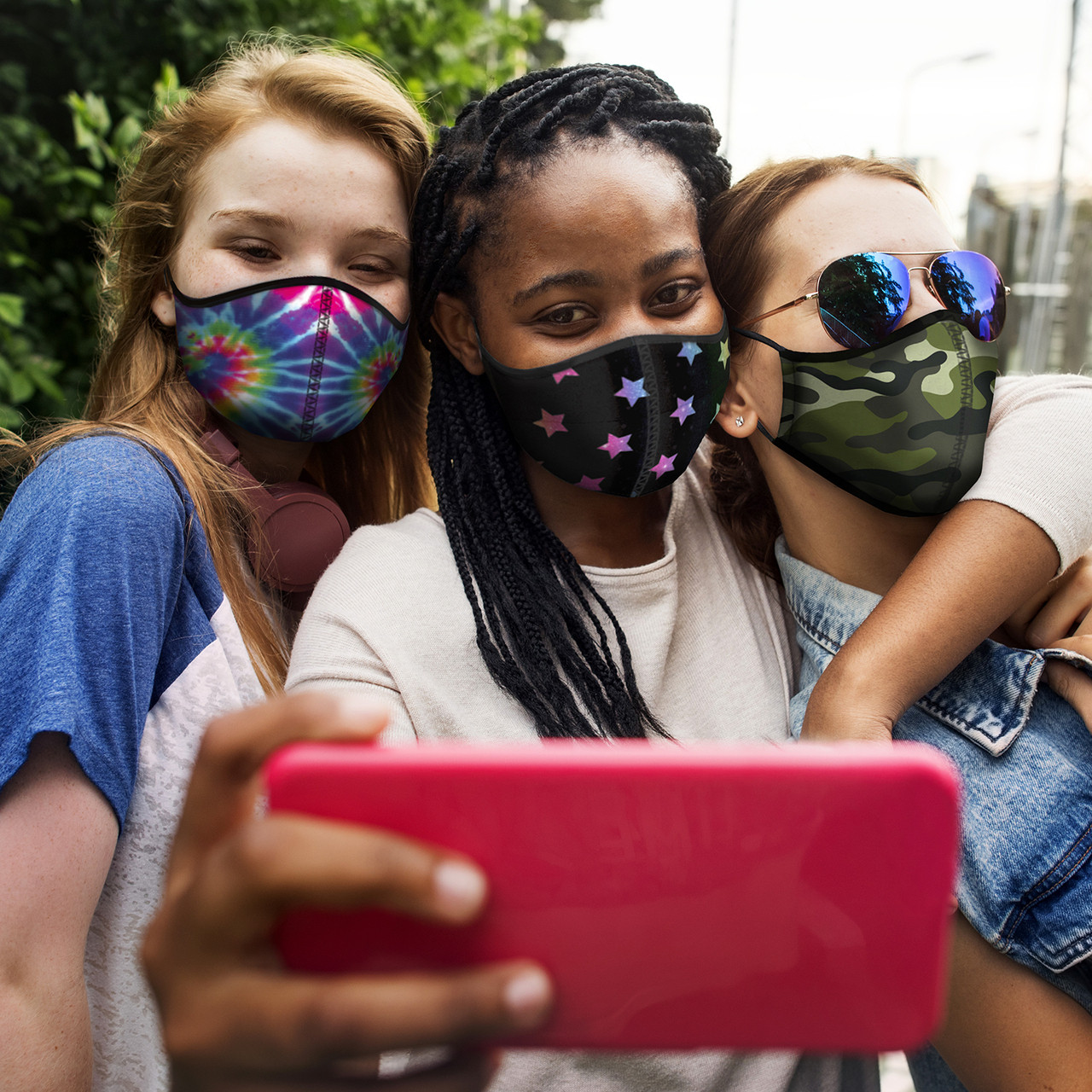 Red Solid Face Mask For All Ages