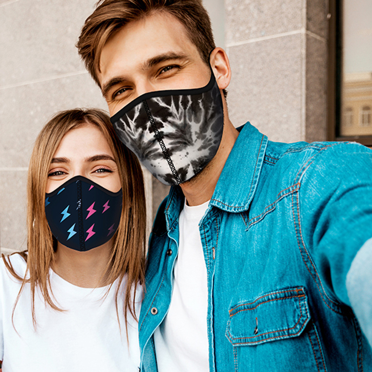 Top Trenz Printed Blue Tie-Dye Face Mask