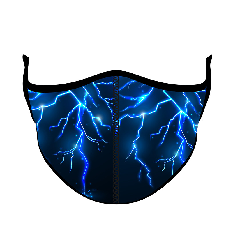 インナーマスク　風神雷神ー１９　紺 Trendy Blue Lightning Cloth Face Mask For Kids And Tweens