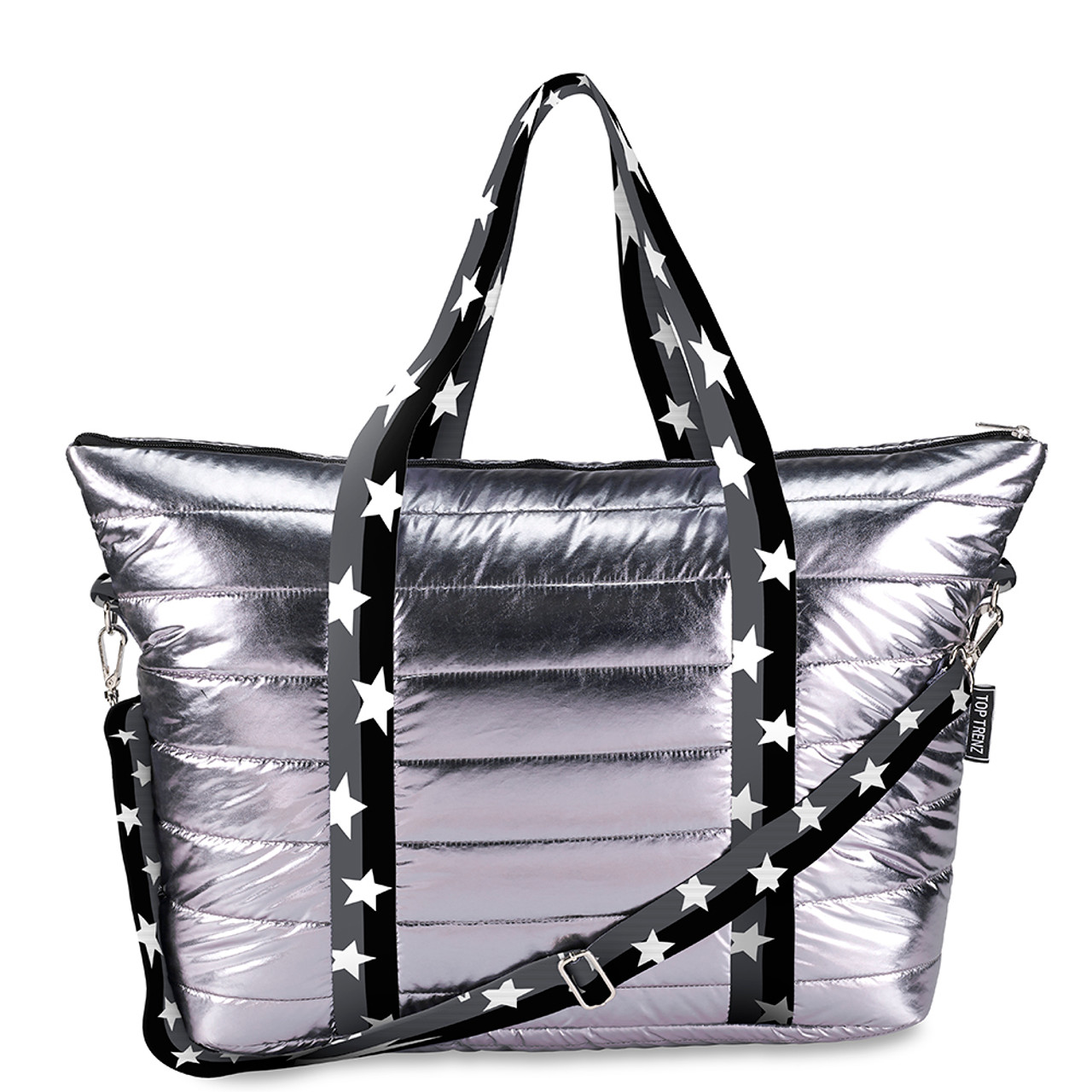 Perfect Gunmetal Puffer Tote Bag Travel Bag