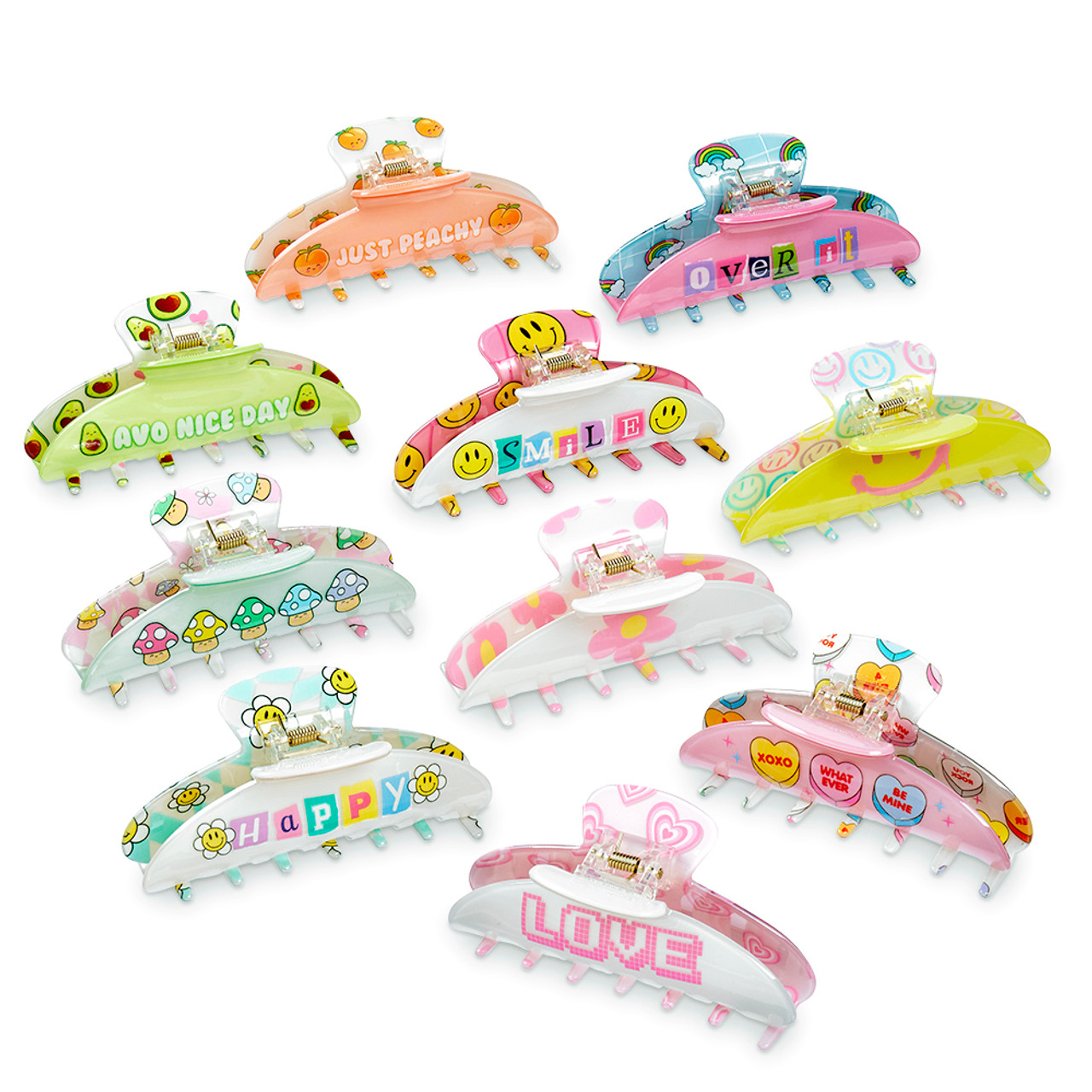 Top Trenz avocado printed two sided claw hair accessory clips