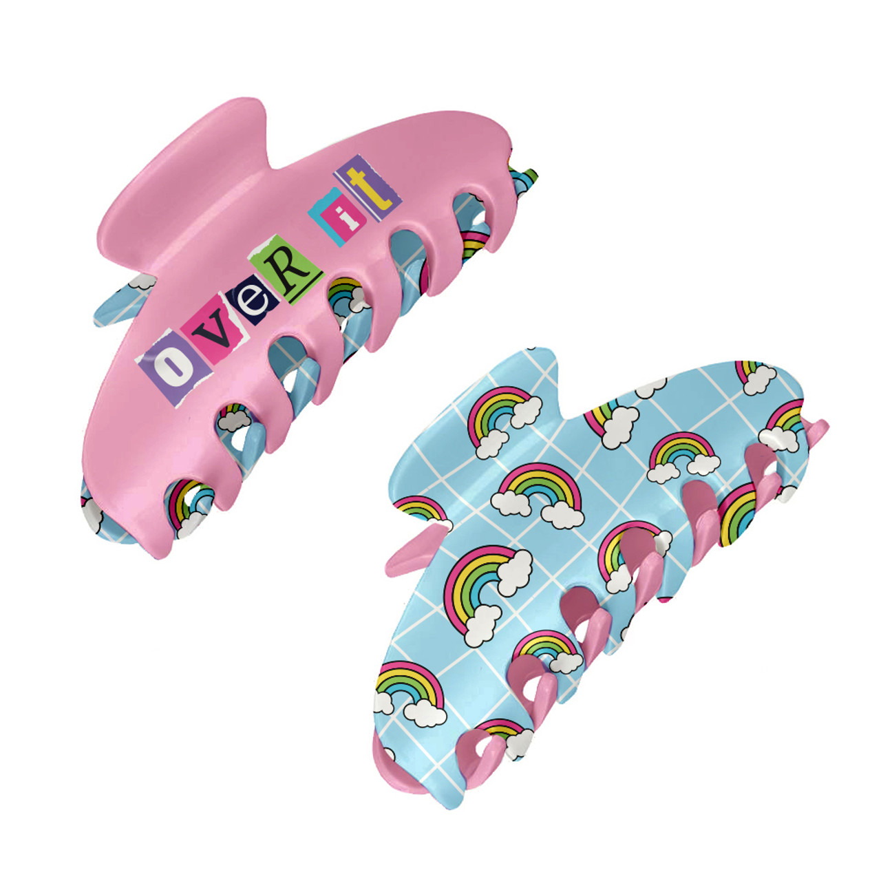 Large Two Sided Rainbow Printed Claw Hair Accessory Clip