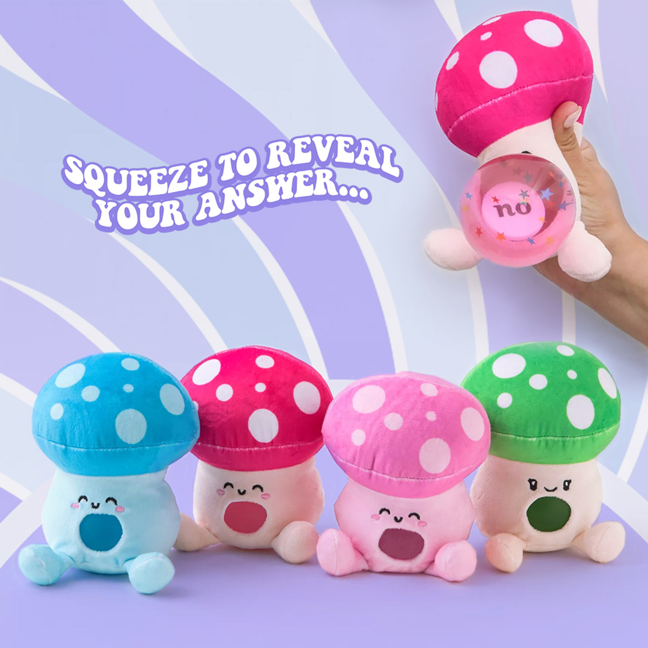 top trenz mushroom plush squish water ball toy collection with 5 different colors