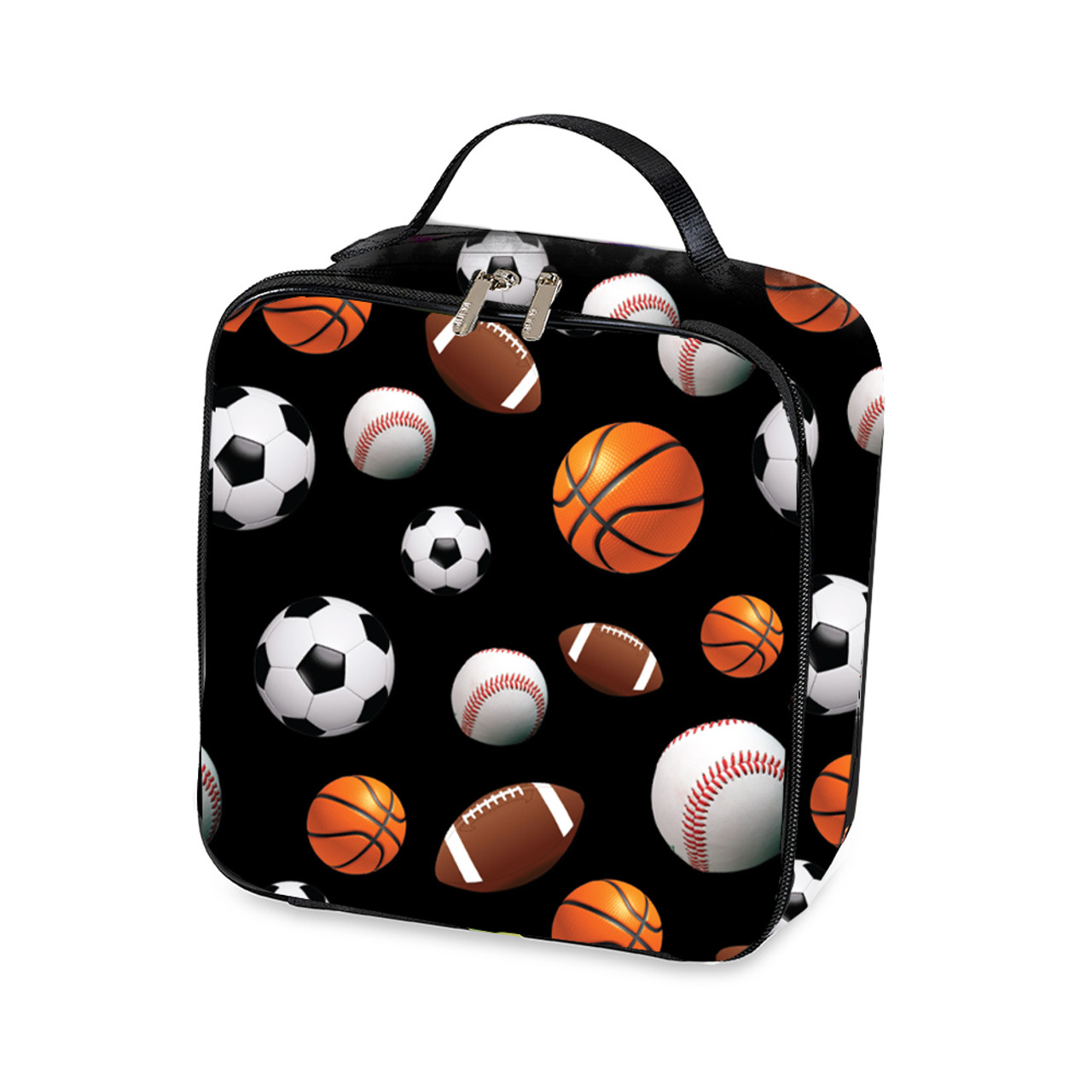 Black Sports Insulated Lunch Box For Camp And School