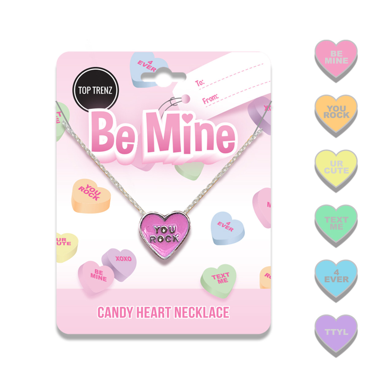top trenz collection of heart shaped be mine conversation necklaces in packaging