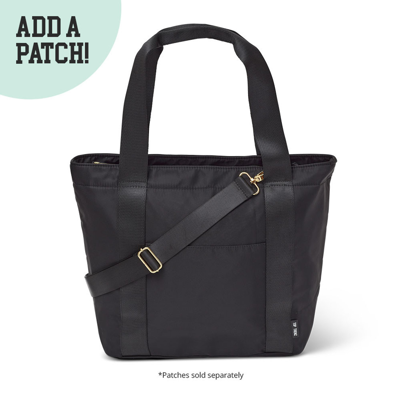 Top Trenz Classic Nylon Tote in Black with customizable patches