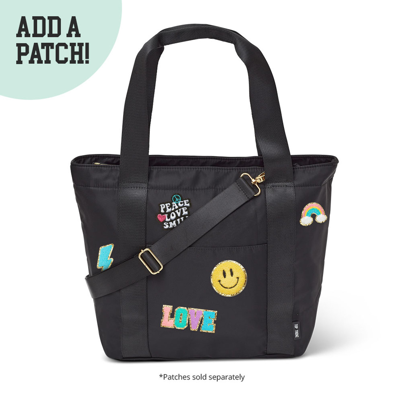 Black Nylon Weekender Tote Bag For Kids And Tweens