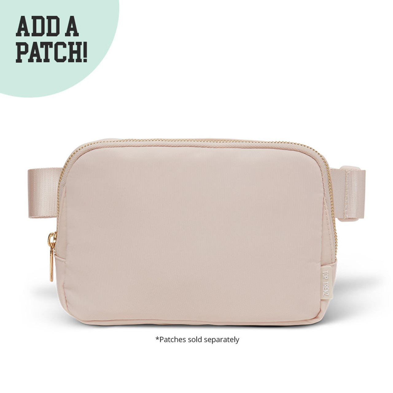 Top Trenz Everyday Nylon Belt Bag in Beige with Customizable Patches