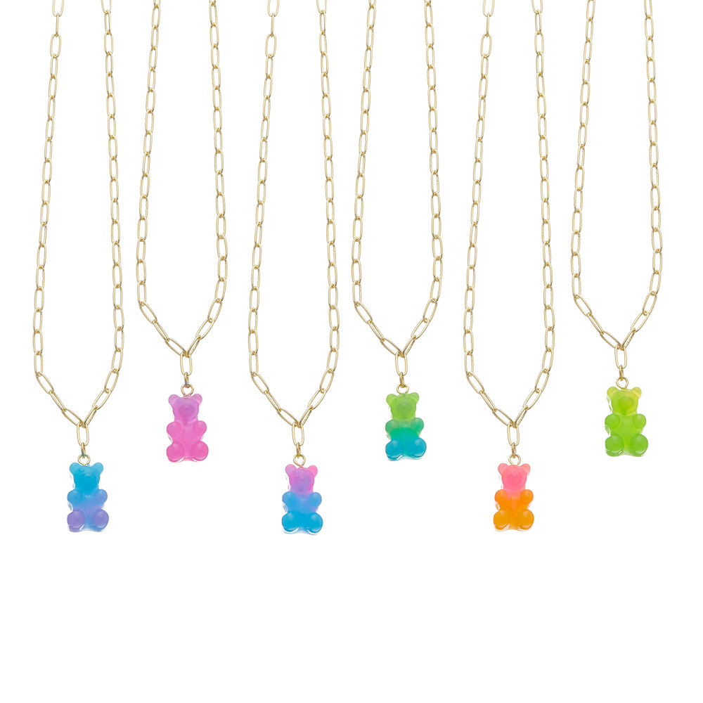 アクセサリー 18K 5.9 grams 18cm with charms Bear Charm Necklace Accessories For Kids