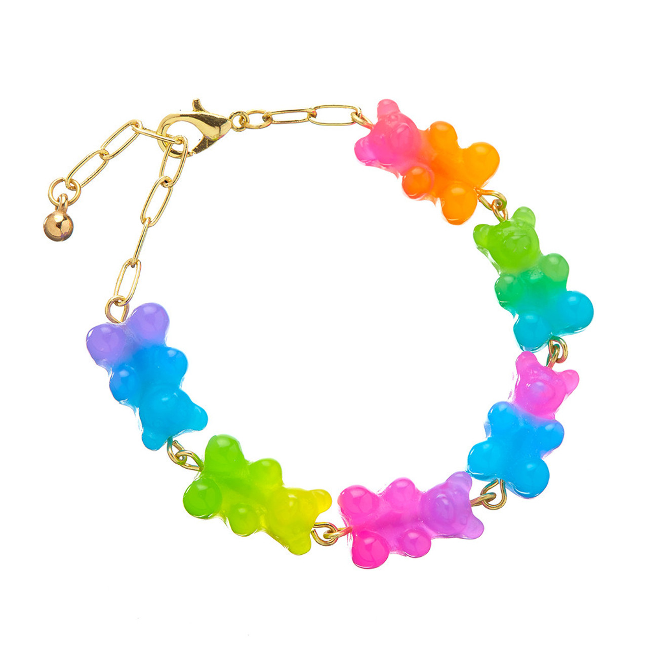 Lil Bear Thang Paperclip Charm Bracelets Gradient Color with Packaging