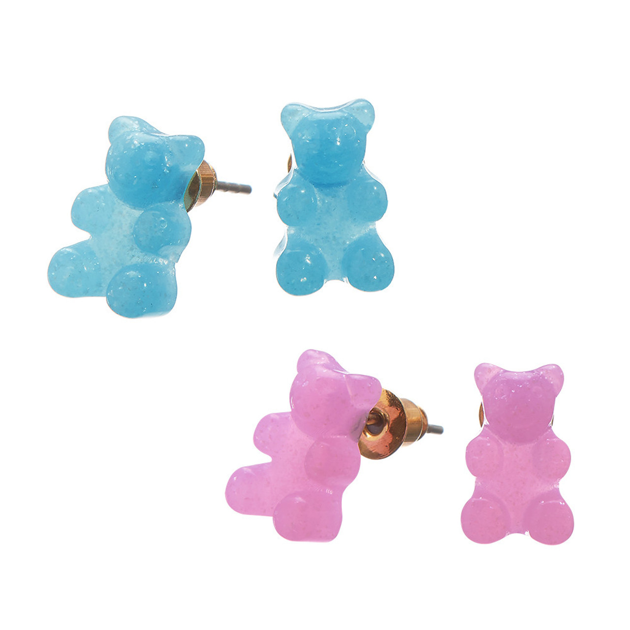 Top Trenz Lil Bear Thang Stud Earrings Collection in Pastel Glitter