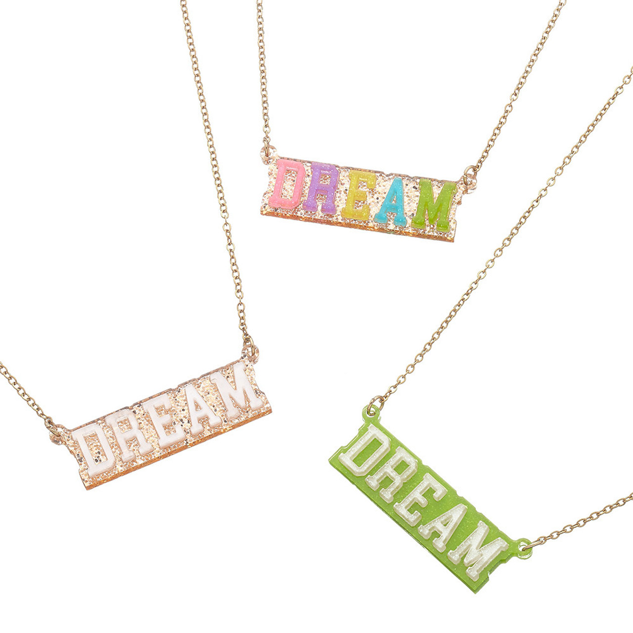 Top Trenz trendy gold chain charm necklace variety pack with different acrylic word charms