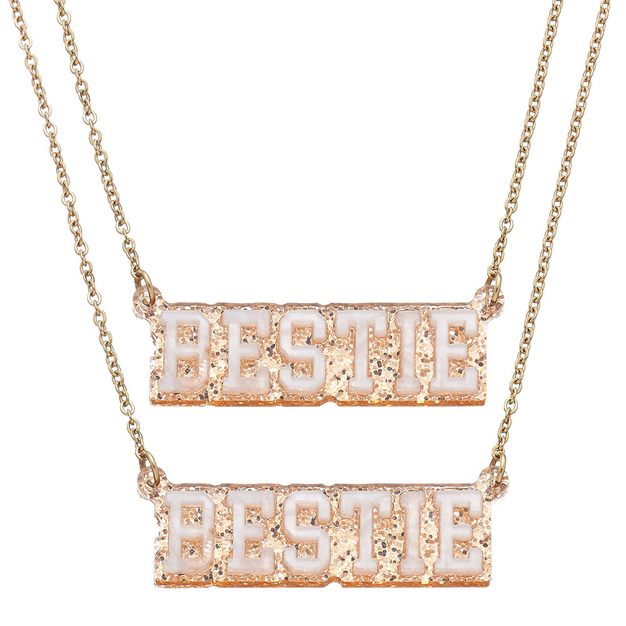 Top trenz bff jewelry acrylic gold chain necklace with bestie charm