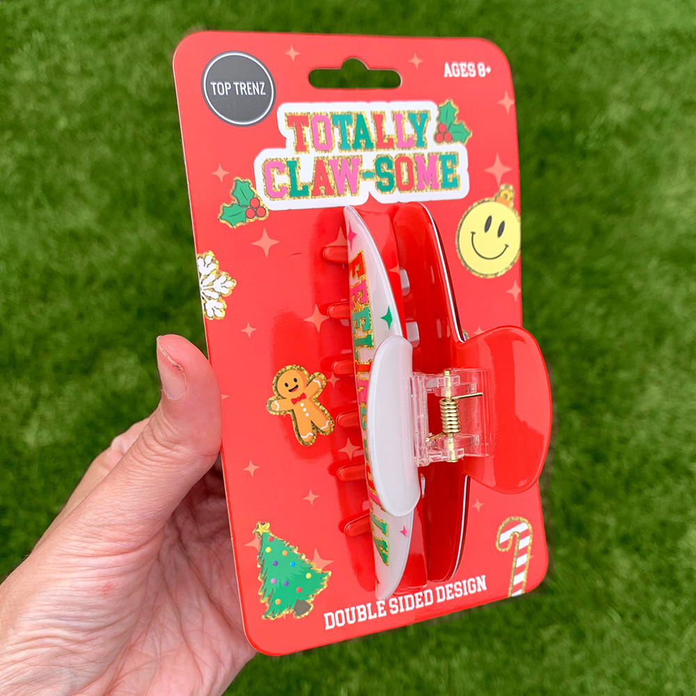 Two Sided Holiday Print Claw Hair Accessory Clip