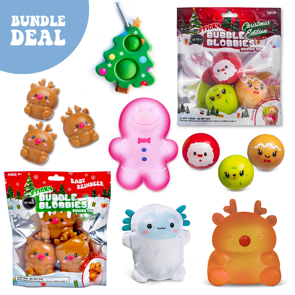 holiday squishy fidget bundle 6 piece set stocking stuffer