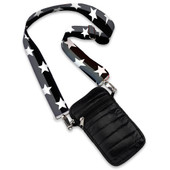 Top Trenz Black Puffer Crossbody Cell Phone Bag  with Grey and Black Split Star Straps