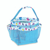 Top Trenz blue mesh shower caddy with printed multicolored stars