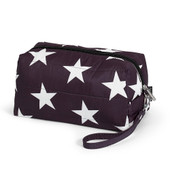 Top Trenz Black puffer material cosmetic bag with white printed stars
