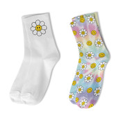 Top trenz white and tie dye multi pack crew socks with daisy prints