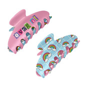Top Trenz blue and pink rainbow printed claw clip hair accessory